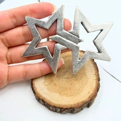 Double Star Belt Buckle Antique Silver Western Rock Style Metal Buckle