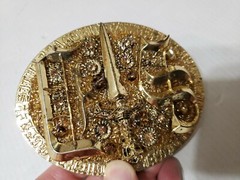 Gold Plated Crystal Belt Buckle by SILVER DAGGER Mythical Dungeon Theme $295