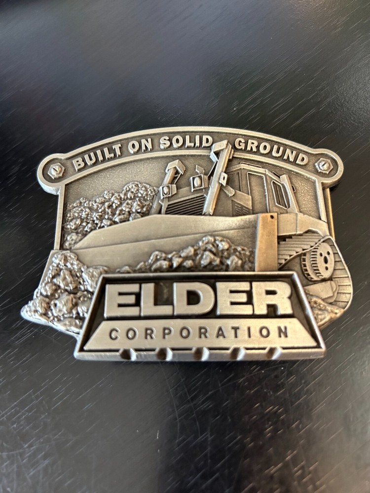 Vintage Collectible Elder Corporation Solid Ground Pewter Belt Buckle