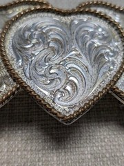 vintage MONTANA SILVERSMITHS belt buckle WESTERN sterling silver plate HEARTS