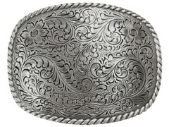 Western Cowgirl Cowboy Antique Engraved Rope Edge Belt Buckle fits 1-1/2&Prime; Strap
