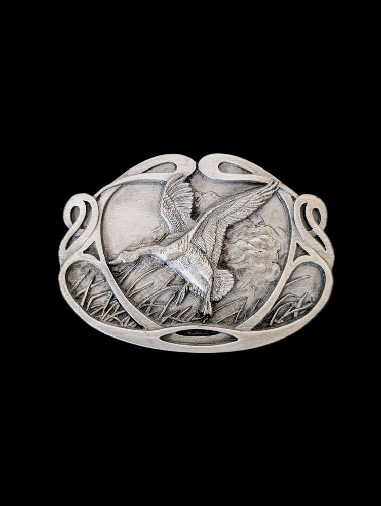 Vintage Canadian Goose Pewter Belt Buckle