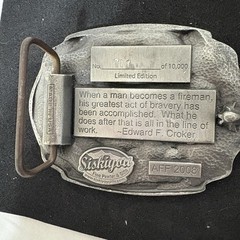American Fire Fighter Belt Buckle SiskiYou 2008 Made in USA, Pewter #717/10,000