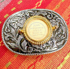 Vintage Half Dollar Coin Belt Buckle NOS DEADSTOCK 70s Silver Tone Black