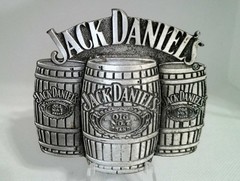 Jack Daniel&rsquo;s Silver Tone Whiskey Barrel Design Belt Buckle