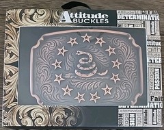 New! Montana Silversmiths Attitude BELT BUCKLE Don&rsquo;t Tread On Me, 13 Star Logo