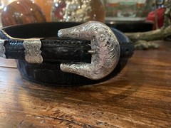 James Reid style XLWage Sterling Silver overlay Belt buckle set 39-41🐊🐂✅