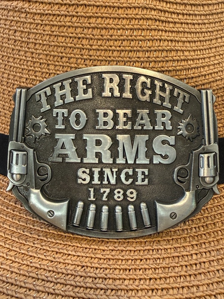 Antiqued Silver The Right to Bear Arms Since 1789 Guns Belt Buckle 9×7.5cm