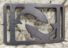 GRIP6 BELT BUCKLE – NATURALIST SALMON FISH – BLUE STEEL / PURPLE – 1.5 INCH WIDE