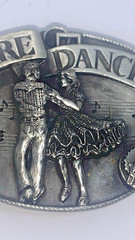 Pewter Belt Buckle Square Dance Couple Dancing Fiddle Banjo 1985 Siskiyou