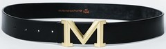 Men&rsquo;s Big Gold M Buckle 38-mm Imported Italian 105cm/41.3inch(34-36), Black 1