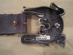 Huge Kieselstein-Cord Sterling Alligator W/Brown Leather/Lizard Belt Size 2