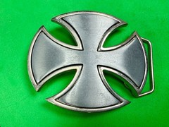 Maltese Celtic Iron Cross Gothic Punk Biker Vibe Cutout Silver Color Belt Buckle
