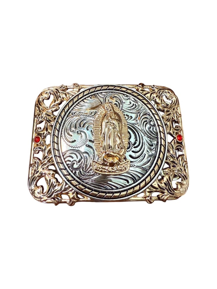 Western Style Saint Mary Buckle Hebilla Vaquera Con La Virgen Guadalupe