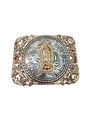 Western Style Saint Mary Buckle Hebilla Vaquera Con La Virgen Guadalupe