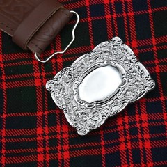 Scottish Traditional Thistle Round Platter Kilt Belt Silver Buckle Highland Wear
