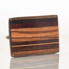 Mid-Century Kenneth Reid Modern Brass Exotic Wood Stripe Belt Buckle New Mexico