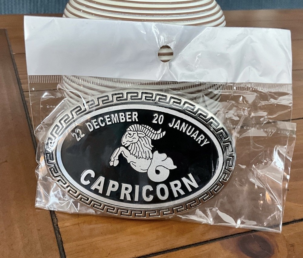 NEW Oker Brand Capricorn Unisex Silvertone Belt Buckle with Bottle Opener