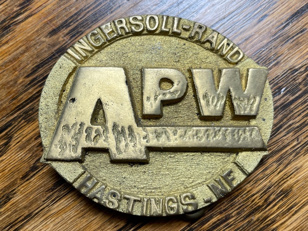 APW Ingersoll-Rand Hastings NE Gold Colored Belt Buckle