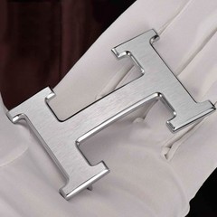38mm Brushed H Belt Buckle Silver Replacement Metal Belt For Men-