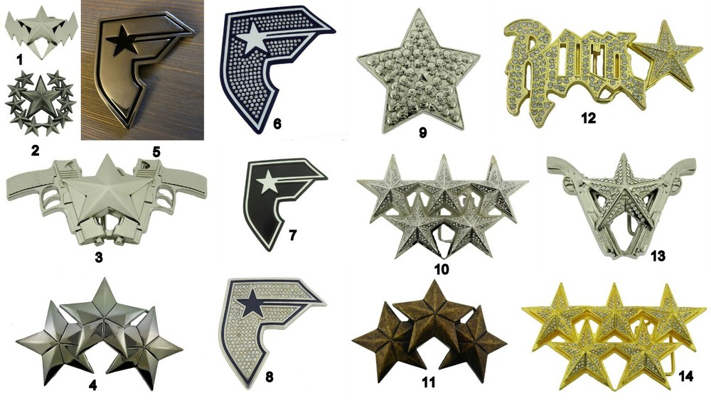 Rock Rebel Silver Famous Star & Strapes Belt Buckle Silver Gold Bling men women
