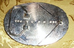 Vintage Belt Buckle Made in USA Black & Silver Western Style 3- 1/2&Prime; X 2- 3/4&Prime;