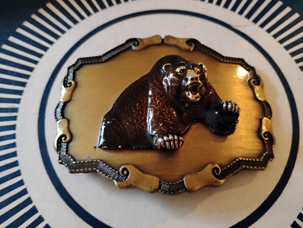 Brown Bear Growling 3D Belt Buckle Wildlife Hunting Grizzly Woods Forest Outdoor