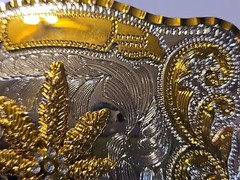 GOLD & SILVER (IN COLOR ONLY) LARGE RODEO WESTERN MARIJUANA Metal Belt Buckle