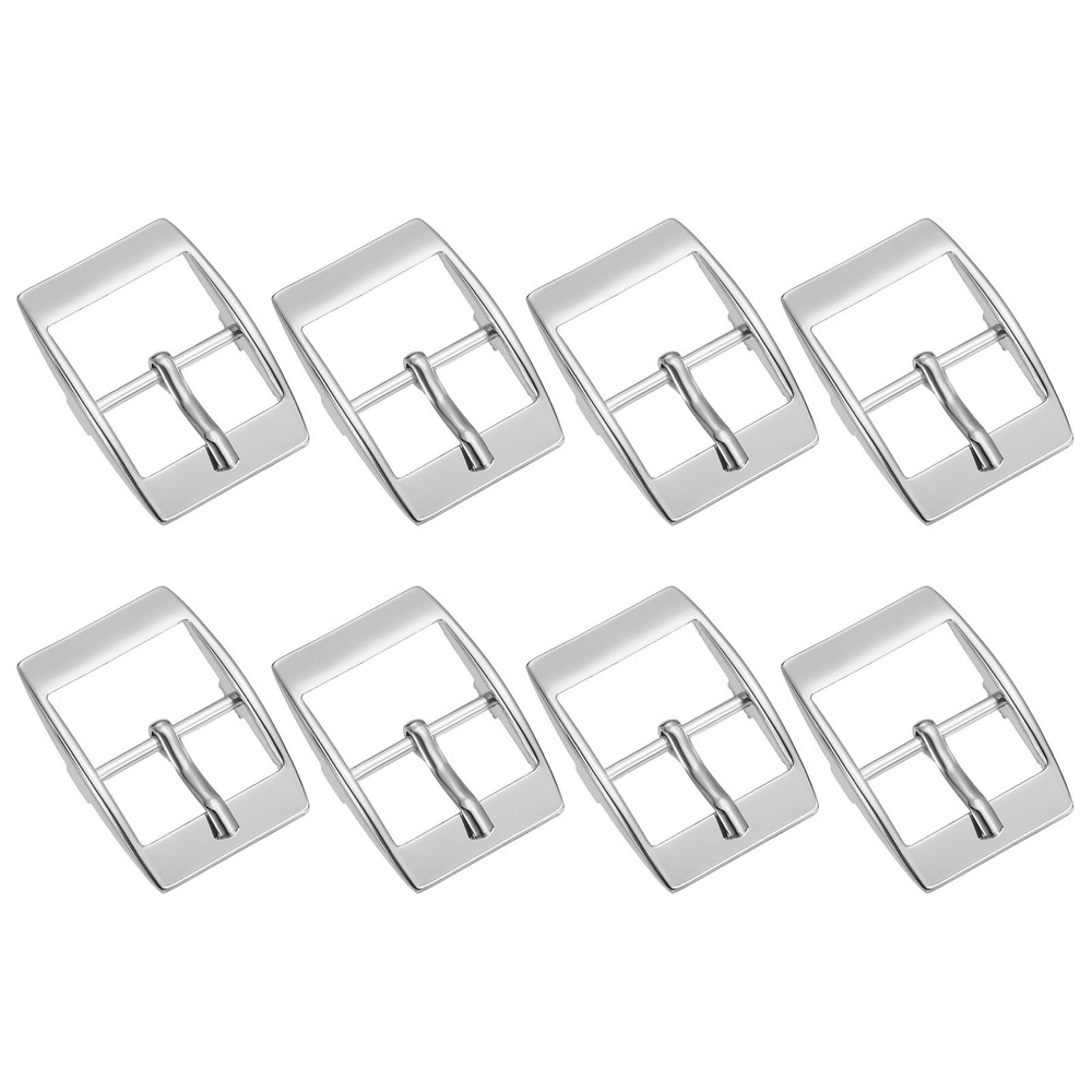 8Pcs 1&Prime; Single Prong Belt Buckle Square Center Bar Buckles Silver