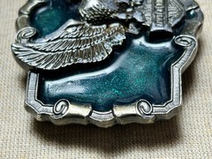 Vintage Eagle Live To Ride Belt Buckle Green Enamel 1983 Made In USA