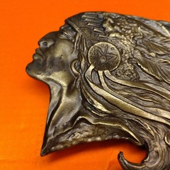 Vintage Native American Chief Headdress Brass Belt Buckle C-59 Western Boho