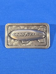 Vintage 1974 Goodyear Tire and Rubber Company Blimp Belt Buckle MARKED REPRO
