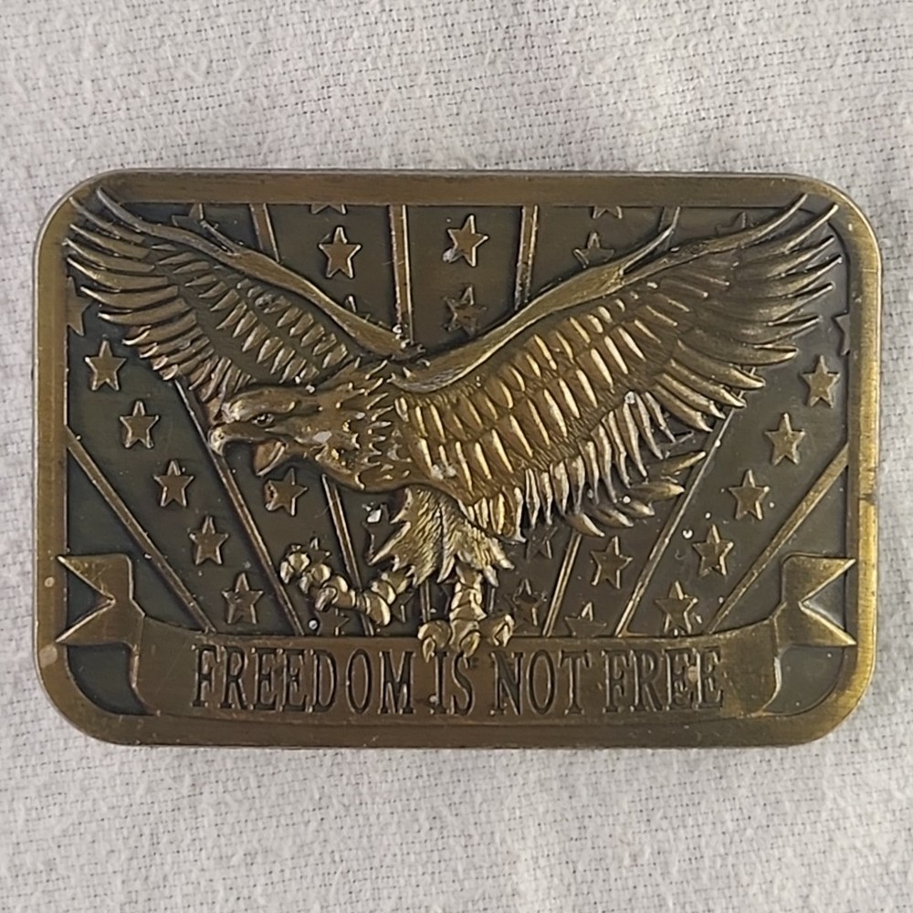 Belt Buckle Freedom Is Not Free 3D Eagle Stars Stripes Patriot 2014 Sponsor