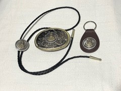 Masonic Freemasons Past Master Belt Buckle, Bolo and Key Ring Set