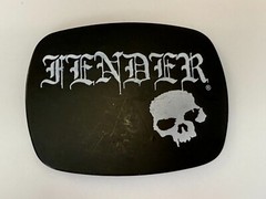 FENDER Electric Guitars Skull Musician Rock Band Black Belt Buckle