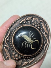 vintage USA made SCOROPION belt buckle WESTERN epoxy COWBOY copper engraved