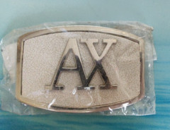 New Men&rsquo;s White Gold Tone AX Logo Belt Buckle Measurements 3.5&Prime; X 2.5&Prime;