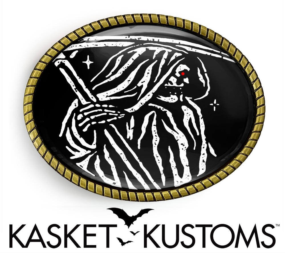 Grim Reaper Belt Buckle – Gothic Death Skeleton Horror Belt Buckle – 427