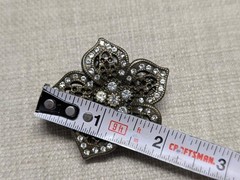 vintage FLORAL belt buckle BRASS engraved RHINESTONE studded WESTERN star