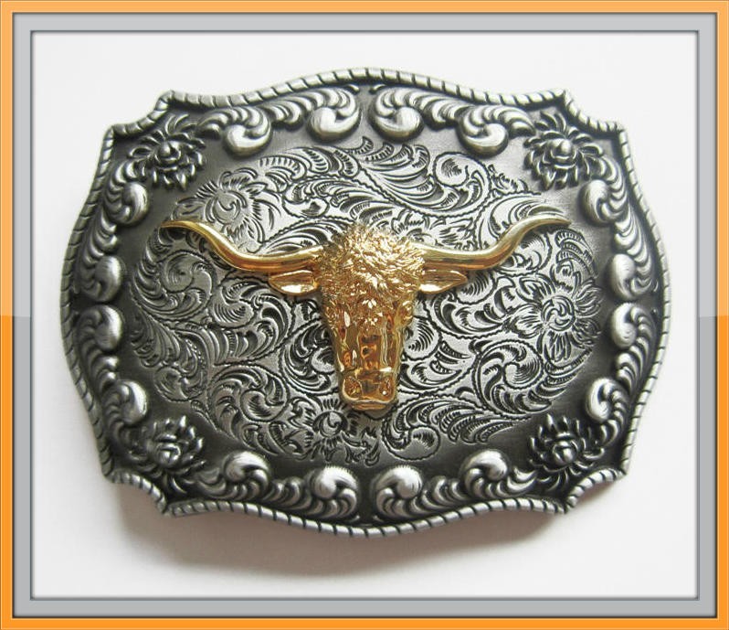 NEW 3-D BULL ANIMAL HEAD HORN RODEO COWBOY WESTERN BELT BUCKLE