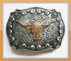 NEW 3-D BULL ANIMAL HEAD HORN RODEO COWBOY WESTERN BELT BUCKLE