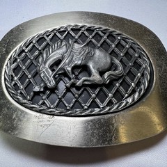 Reining Western Belt Buckle Rodeo Silver And Black