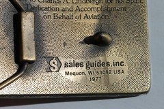 Vintage Brass Tone 1977 LINDBERGH COMMEMORATIVE TOUR BELT BUCKLE