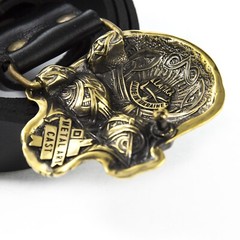Skull Matte solid brass belt buckle, Dead head human skull solid belt buckle