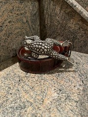 Huge Kieselstein-Cord Sterling Toad Buckle with Brown Alligator Belt Size 2