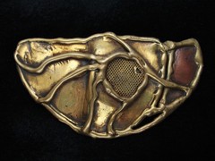 QK11152 *NOS* REALLY COOL **ABSTRACT ARTWORK** SOLID BRASS BELT BUCKLE