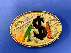 Led Dollar Sign Belt Buckle Attention Grabbing Lights! W/ Fresh Battery