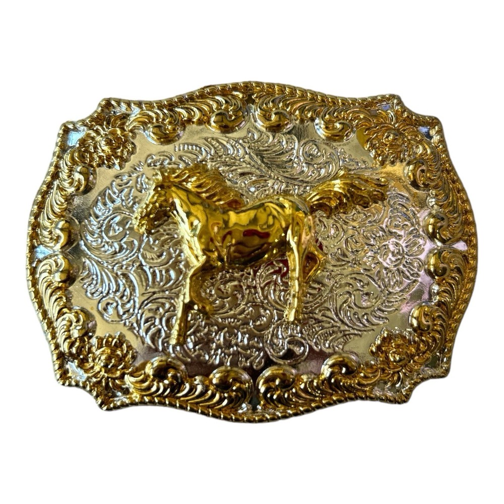 Vintage Style Western Belt Buckle – Running Horse Design – New Open Box