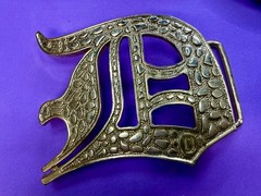 Initial Letter D Calligraphy Style Cutout Large Gold Color Belt Buckle