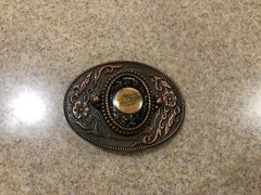Belt Buckle Brass Oval with Steam Train Engine Center Section